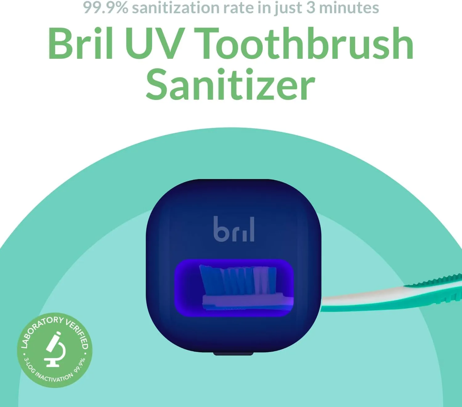 Bril UV-C Toothbrush Sanitizer, Portable Cleaner, Travel Cover, Magnetic Holder, and Rechargeable Case for Any Size Toothbrush, Navy