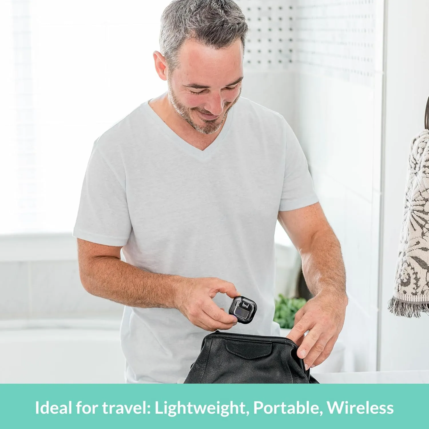 Bril UV-C Toothbrush Sanitizer, Portable Cleaner, Travel Cover, Magnetic Holder, and Rechargeable Case for Any Size Toothbrush, Navy