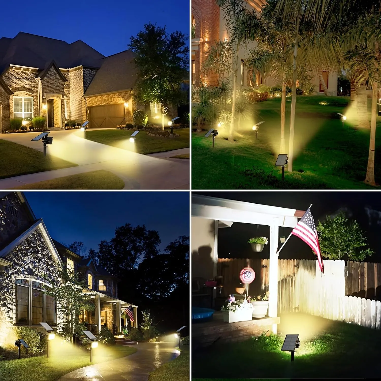 btfarm 8 Pack Solar Lights Outdoor Waterproof IP65, 52 LED Spot Lights, 3 Modes Spotlights, Uplights Landscape Lighting Outside for Yard Garden Tree Pathway (Warm White)
