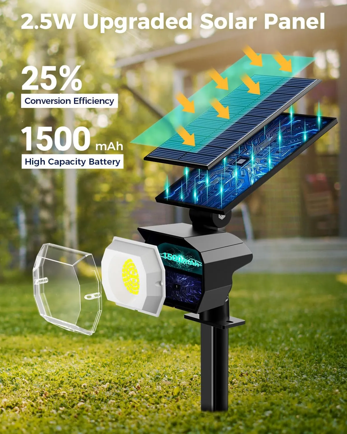 btfarm 8 Pack Solar Lights Outdoor Waterproof IP65, 52 LED Spot Lights, 3 Modes Spotlights, Uplights Landscape Lighting Outside for Yard Garden Tree Pathway (Warm White)