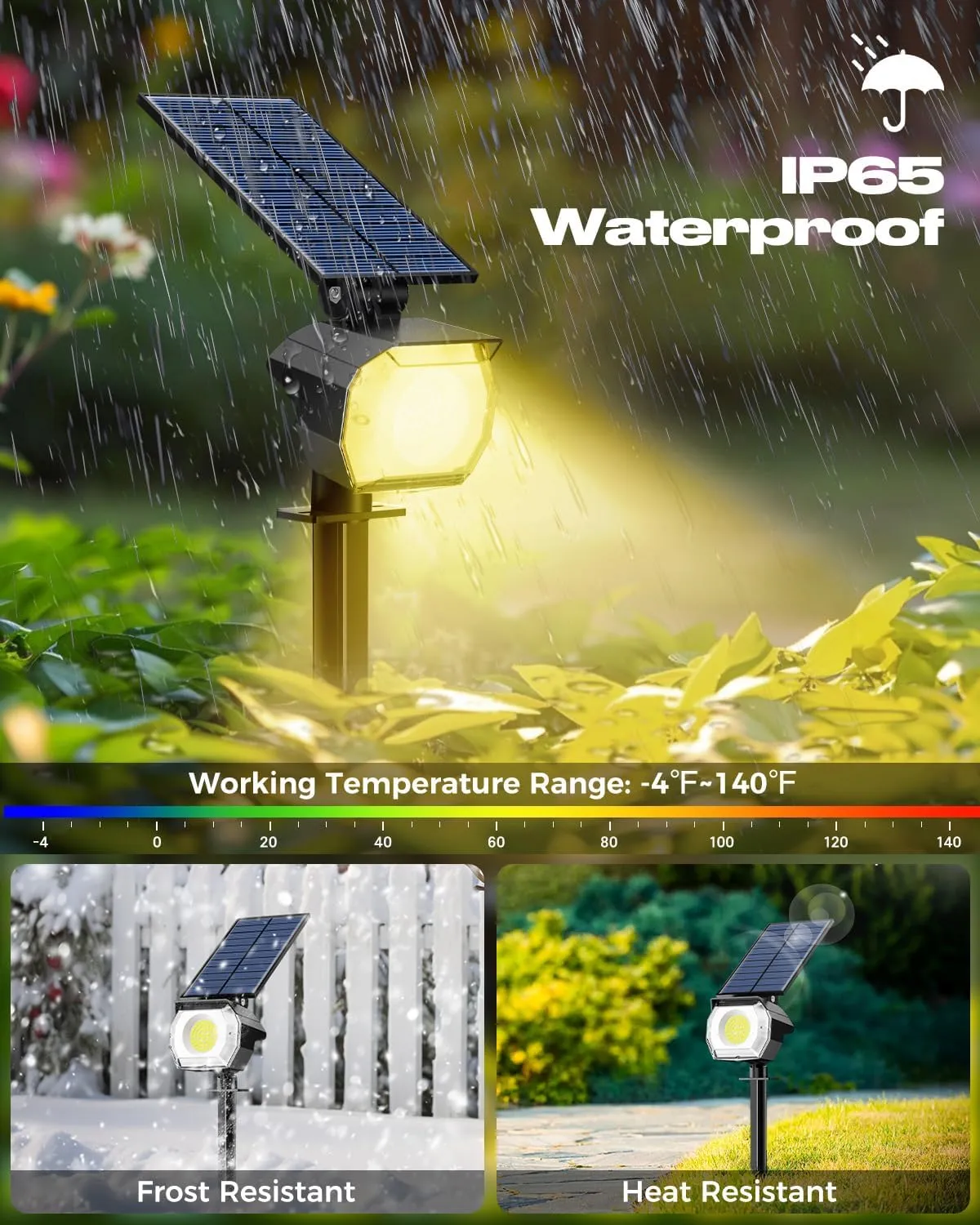 btfarm 8 Pack Solar Lights Outdoor Waterproof IP65, 52 LED Spot Lights, 3 Modes Spotlights, Uplights Landscape Lighting Outside for Yard Garden Tree Pathway (Warm White)