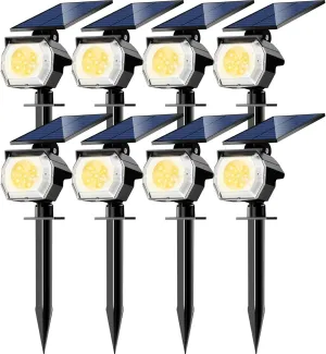 btfarm 8 Pack Solar Lights Outdoor Waterproof IP65, 52 LED Spot Lights, 3 Modes Spotlights, Uplights Landscape Lighting Outside for Yard Garden Tree Pathway (Warm White)