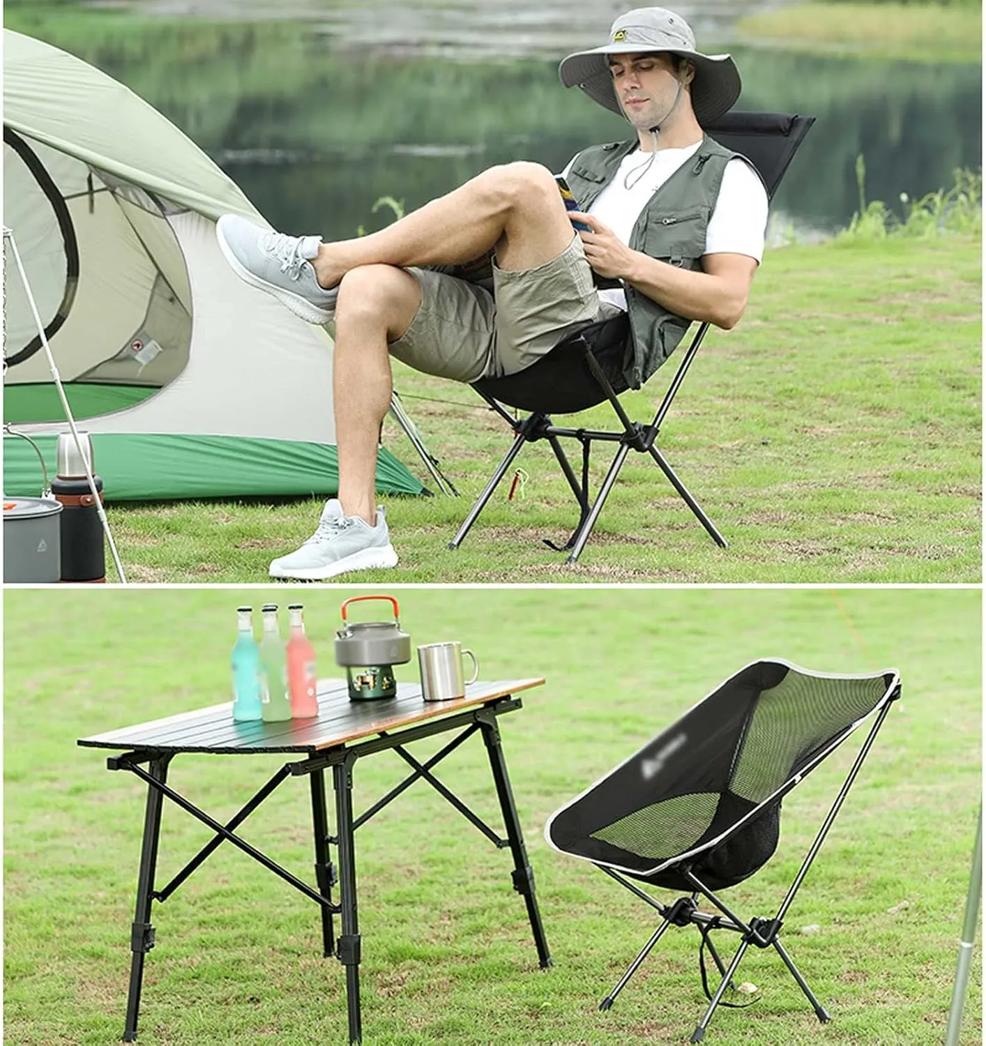 BTZHY Recliner Chair,Portable Fishing Chair,Outdoor Camping Chairs,Foldable Moon Chair,for Picnics,Garden,Sandy Beach,BBQ.