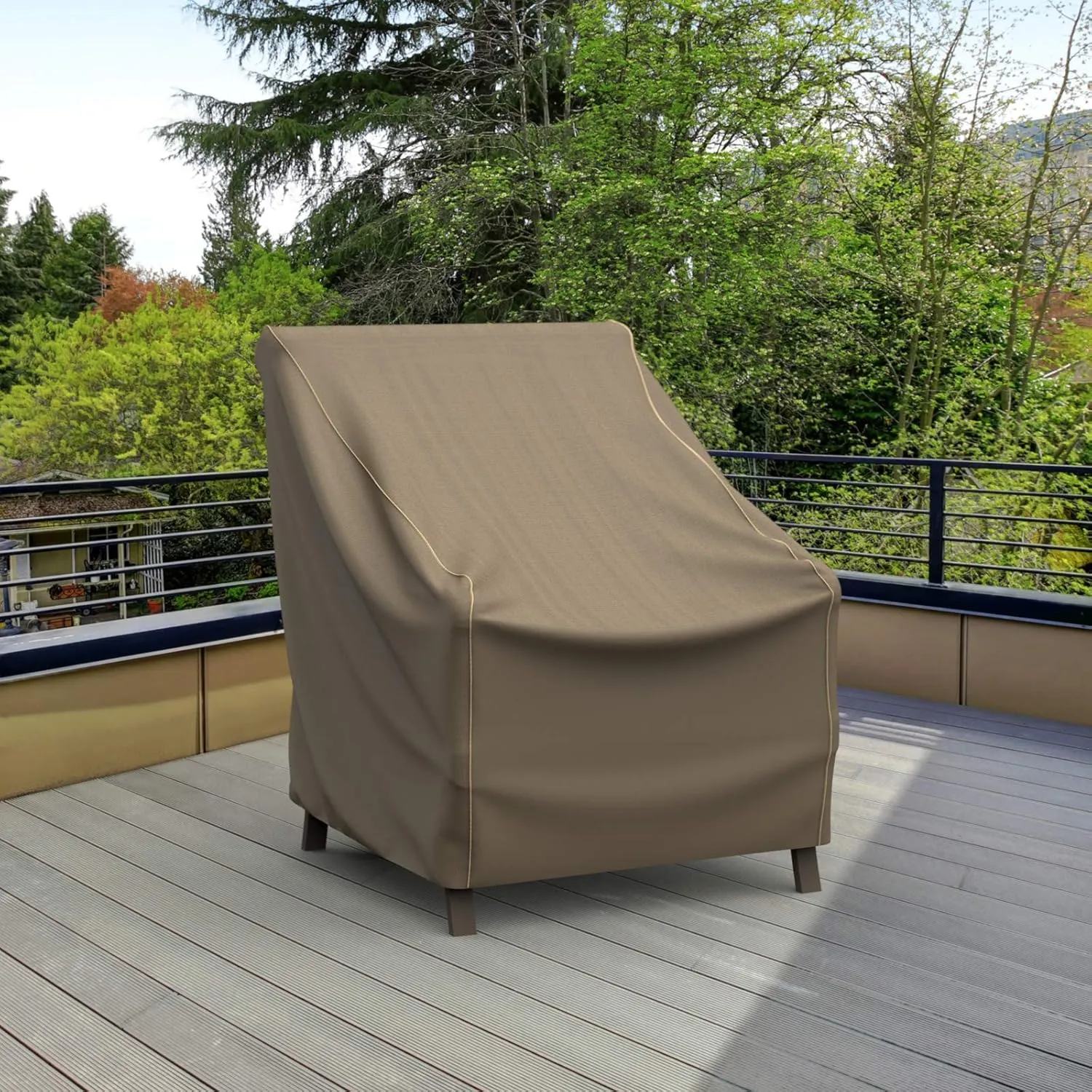 Budge P1W02BTNW3 StormBlock Hillside Patio Chair Cover Premium, Outdoor, Waterproof, Large, Black and Tan Weave