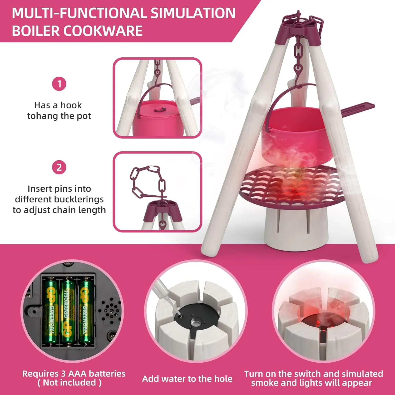 Bug Catcher for Kids Explorer Bug Catching Kit,Magnifying Glass, Tweezers, Whistle & Compass, Learning Guide, Insect Habitat, Outdoor Toys(3 Year  ) (Kids Camping Toys Set（Pink）)