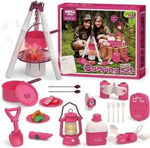Bug Catcher for Kids Explorer Bug Catching Kit,Magnifying Glass, Tweezers, Whistle & Compass, Learning Guide, Insect Habitat, Outdoor Toys(3 Year  ) (Kids Camping Toys Set（Pink）)