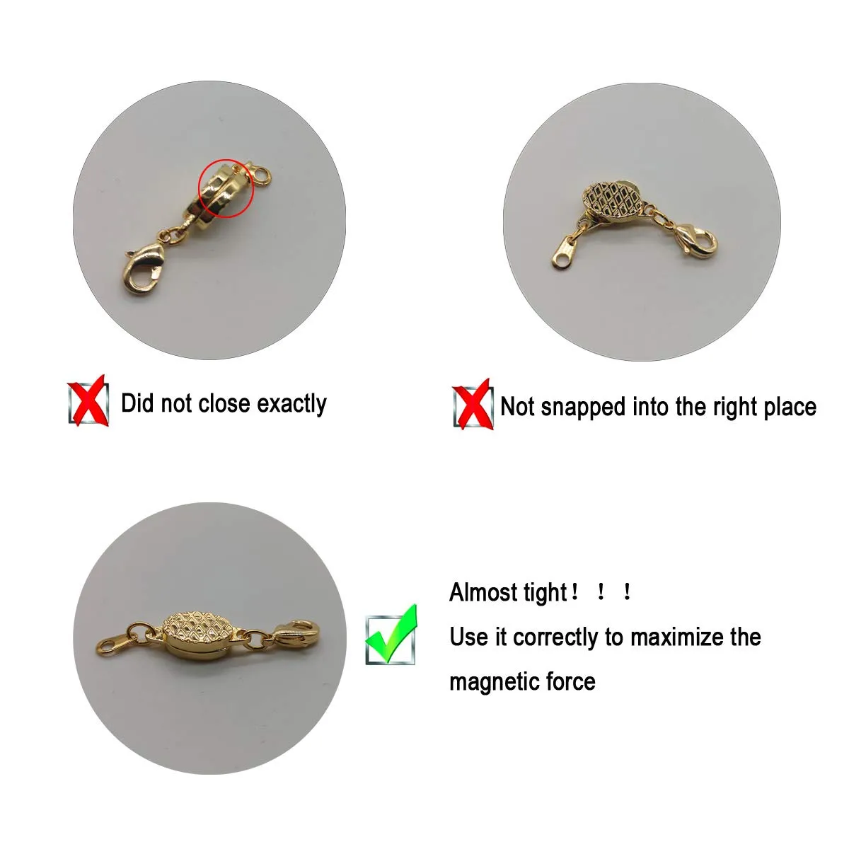 Built-in Safety Locking Magnetic Jewelry Clasp for Necklace and Bracelet