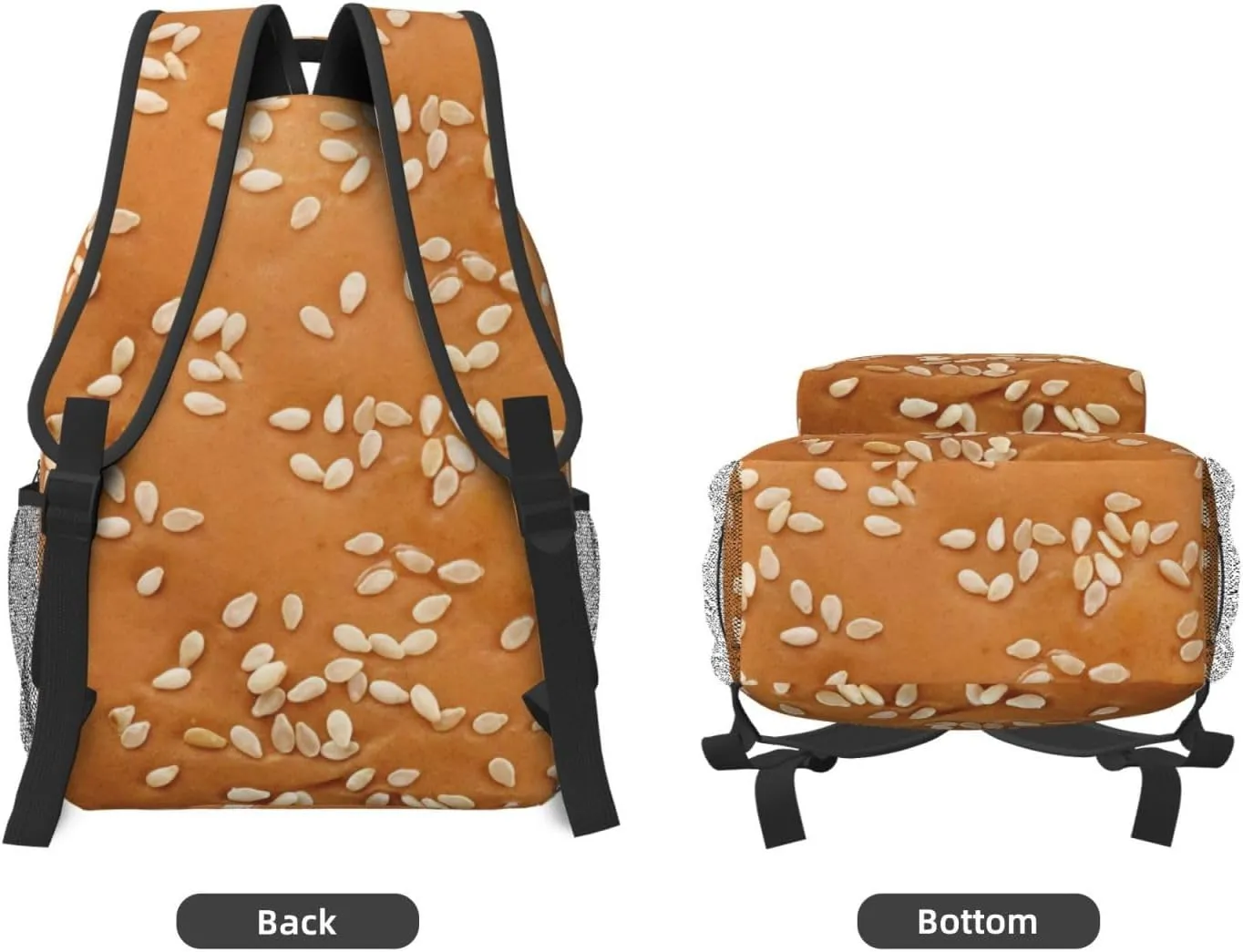 Burger Bun Backpack Funny Food Laptop Bookbag Travel Daypack Lightweight Durable Bag For Women Men