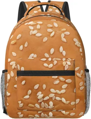 Burger Bun Backpack Funny Food Laptop Bookbag Travel Daypack Lightweight Durable Bag For Women Men