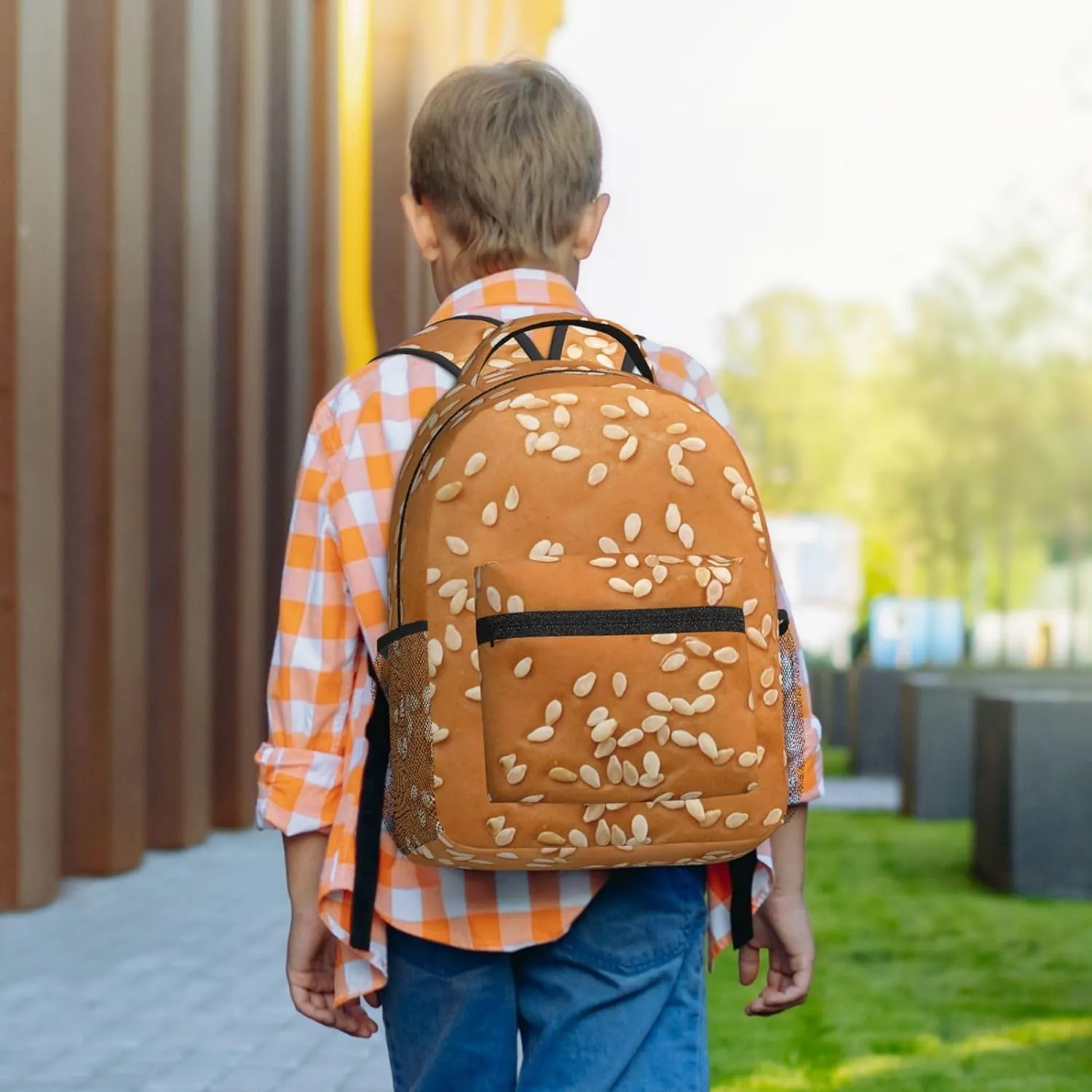 Burger Bun Backpack Funny Food Laptop Bookbag Travel Daypack Lightweight Durable Bag For Women Men