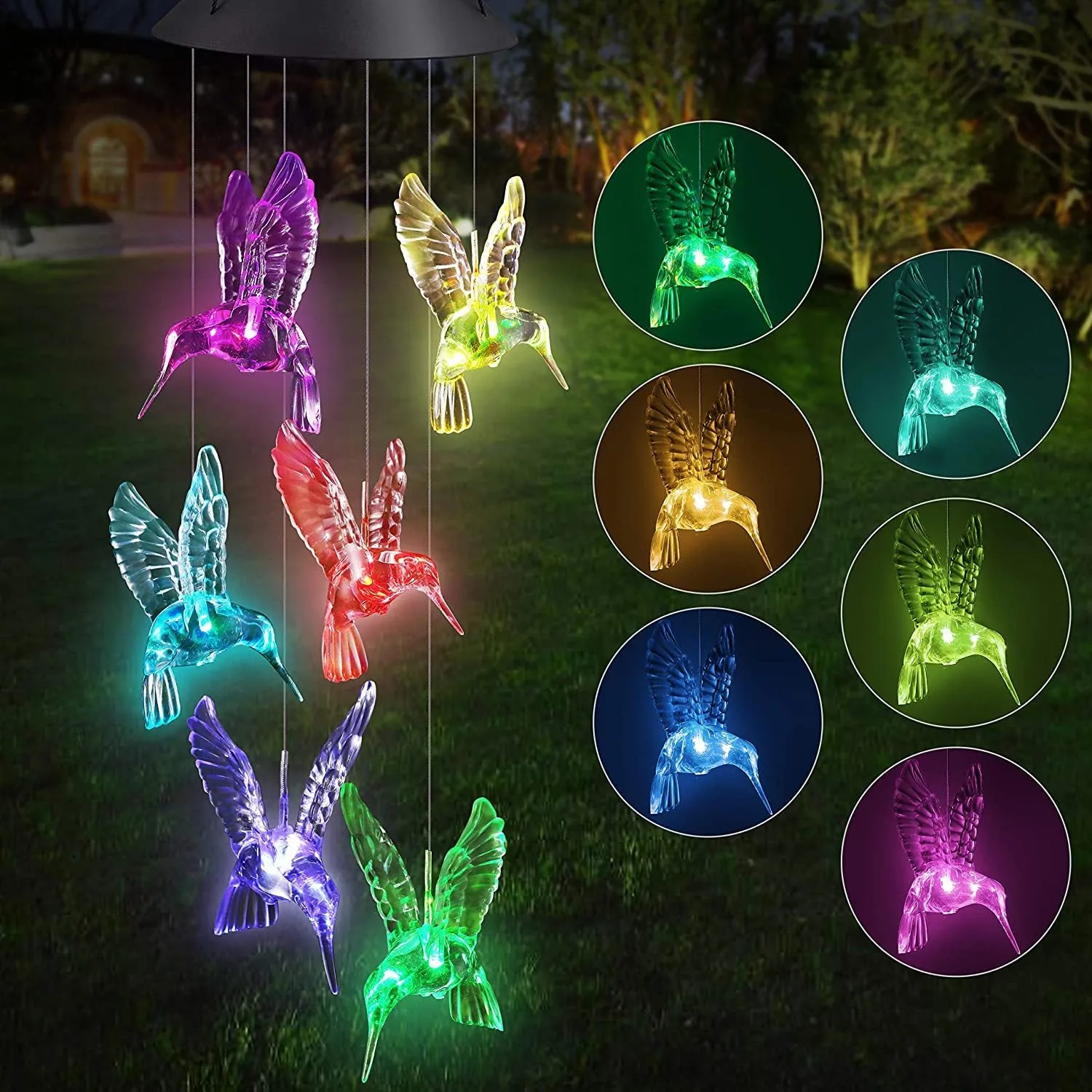 Butterfly Wind Chime LED Solar Garden Light - Includes Hanging Wire