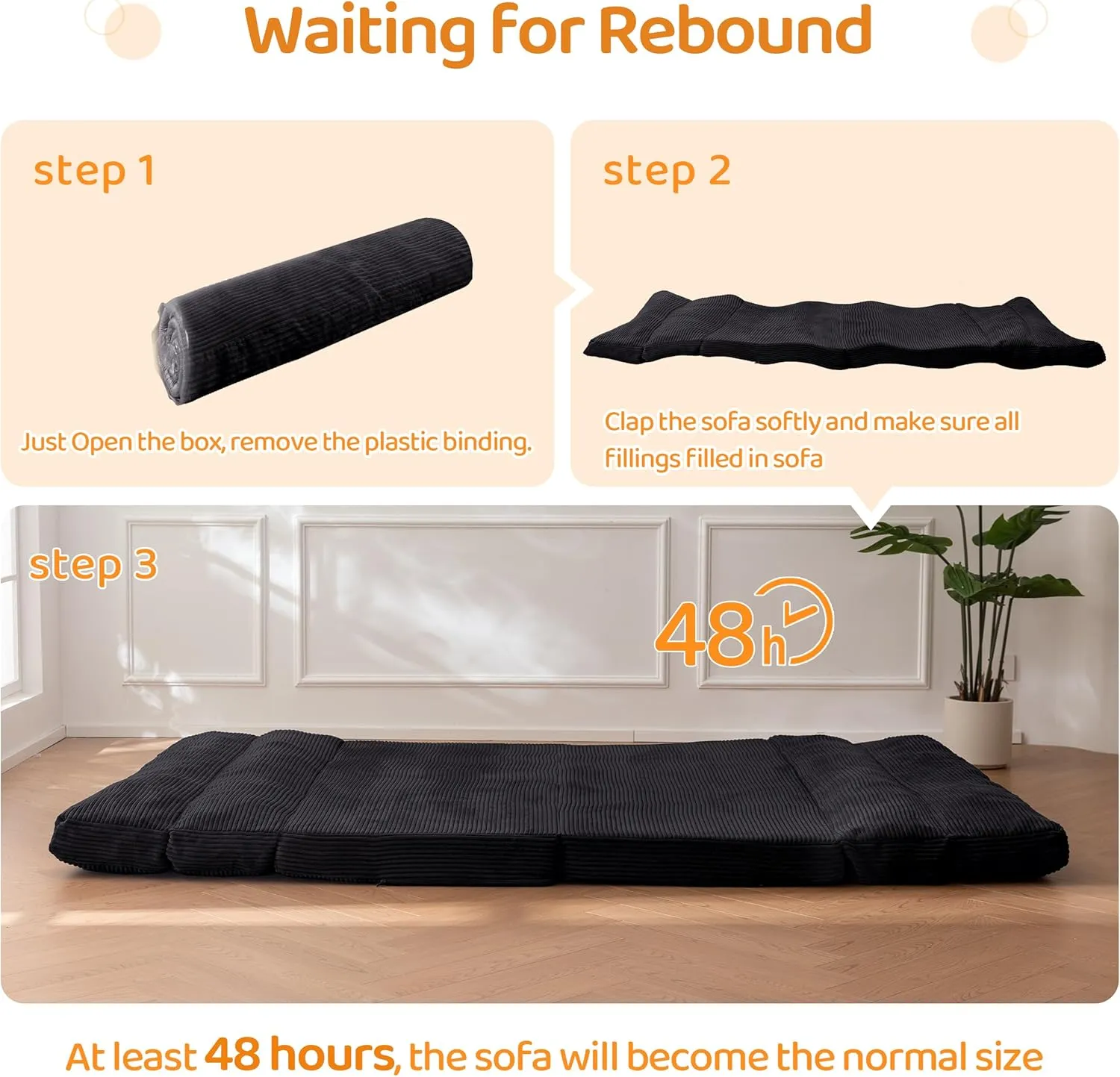 BYBYME Giant Bean Bag Chair & Bed – Foldable Bean Bag Couch for Adults with Removable Faux Fur Cover for Living Room, Bedroom