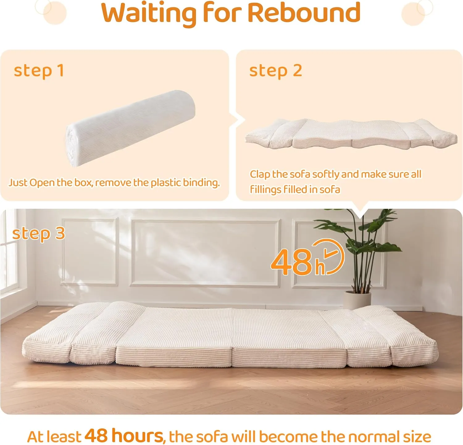 BYBYME Giant Bean Bag Chair & Bed – Foldable Bean Bag Couch for Adults with Removable Faux Fur Cover for Living Room, Bedroom