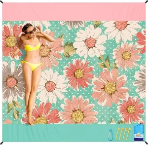 BYDOLL Beach Blanket Sandproof Waterproof 78''×81'' 1-4 Adults Compact Lightweight Oversized Beach Blanket Large Picnic Mat Beach Blanket for Travel Camping Hiking Picnic