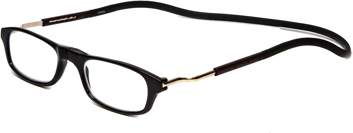 Calabria Snap Magnetic Bridge Front Connect L-XL Reading Glasses Clear or Blue Light Lens Men Women Around Neck Hang Readers