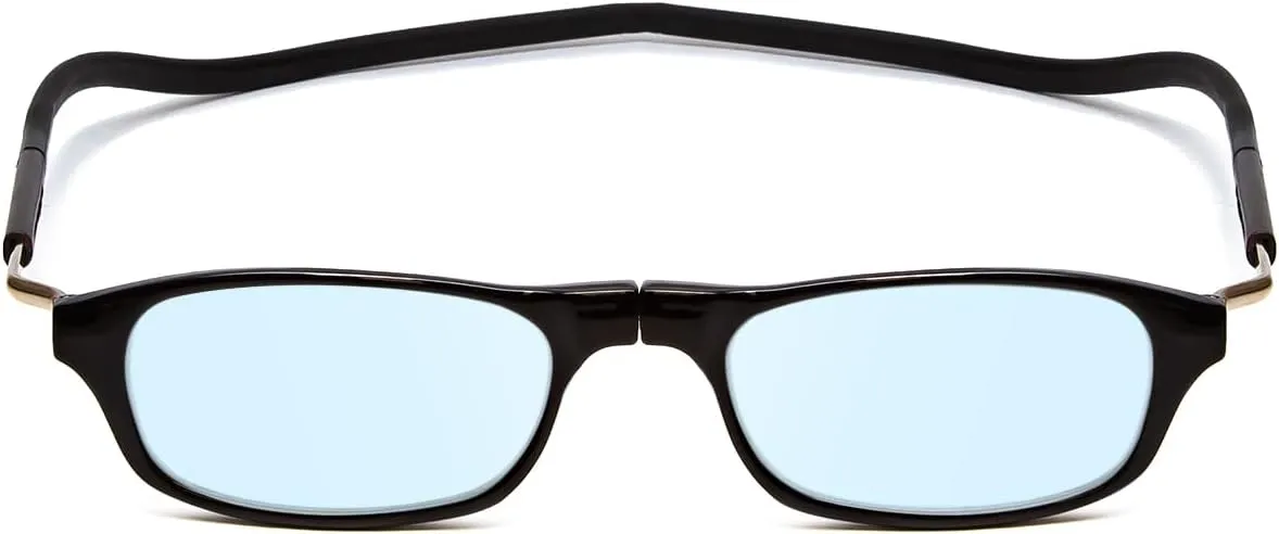 Calabria Snap Magnetic Bridge Front Connect L-XL Reading Glasses Clear or Blue Light Lens Men Women Around Neck Hang Readers