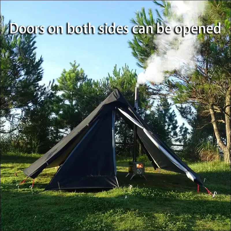 Camping hot tent with chimney window outdoor ultralight tipi teepee tent pyramid double layer