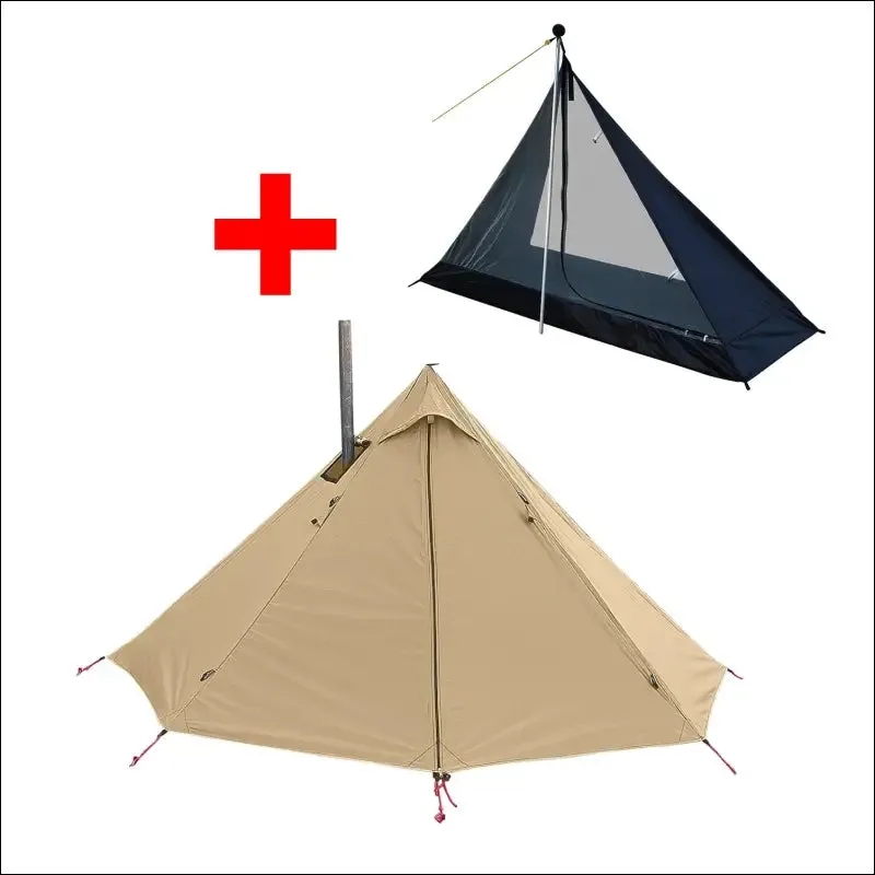 Camping hot tent with chimney window outdoor ultralight tipi teepee tent pyramid double layer