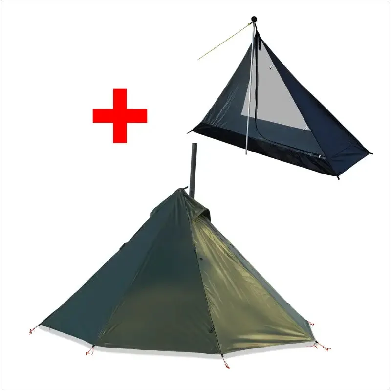 Camping hot tent with chimney window outdoor ultralight tipi teepee tent pyramid double layer