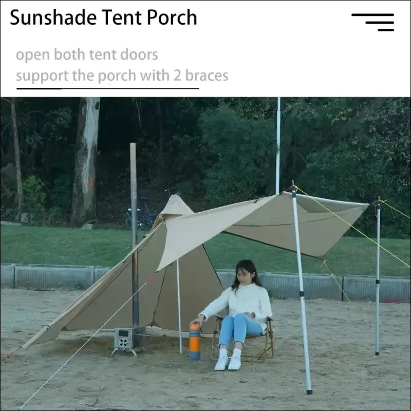 Camping hot tent with chimney window outdoor ultralight tipi teepee tent pyramid double layer
