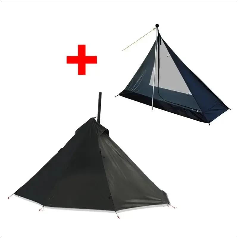 Camping hot tent with chimney window outdoor ultralight tipi teepee tent pyramid double layer