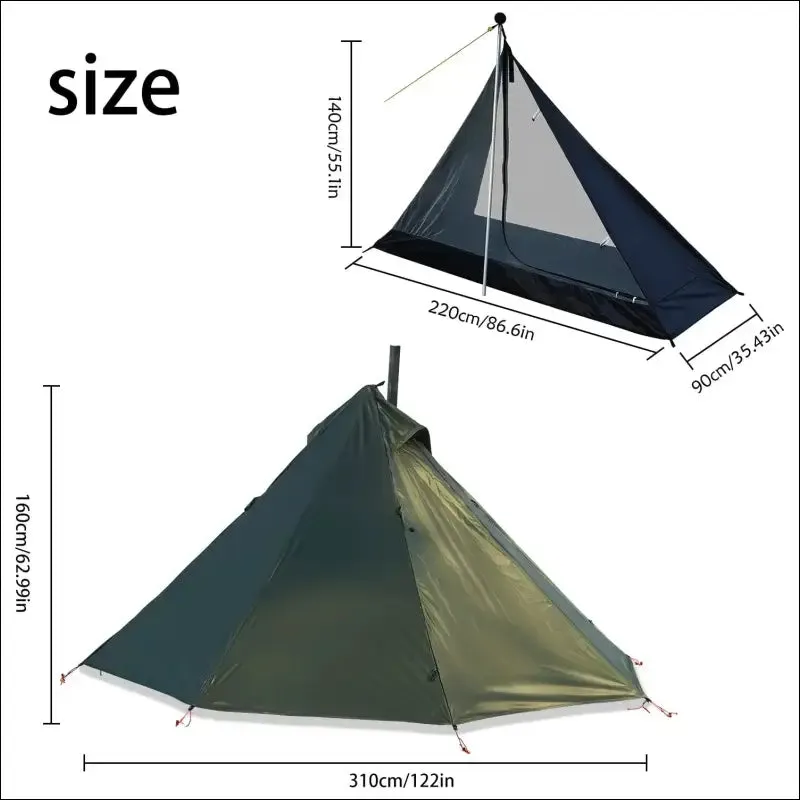 Camping hot tent with chimney window outdoor ultralight tipi teepee tent pyramid double layer