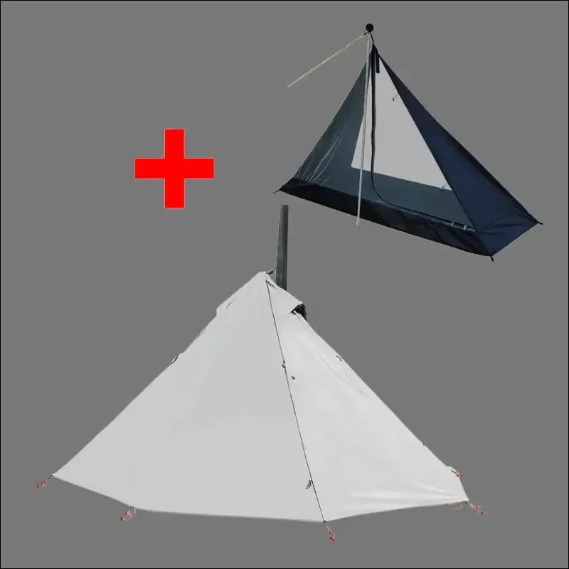 Camping hot tent with chimney window outdoor ultralight tipi teepee tent pyramid double layer