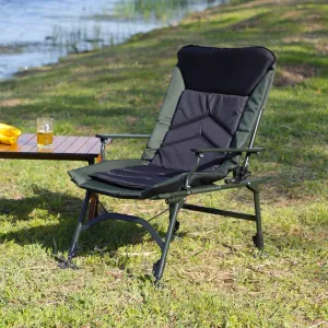 Camping Lounge Chair, Portable Folding Reclining Camping Chair with Adjustable backrest for Indoor and Outdoor Camping Beach Hiking Fishing，Green Black