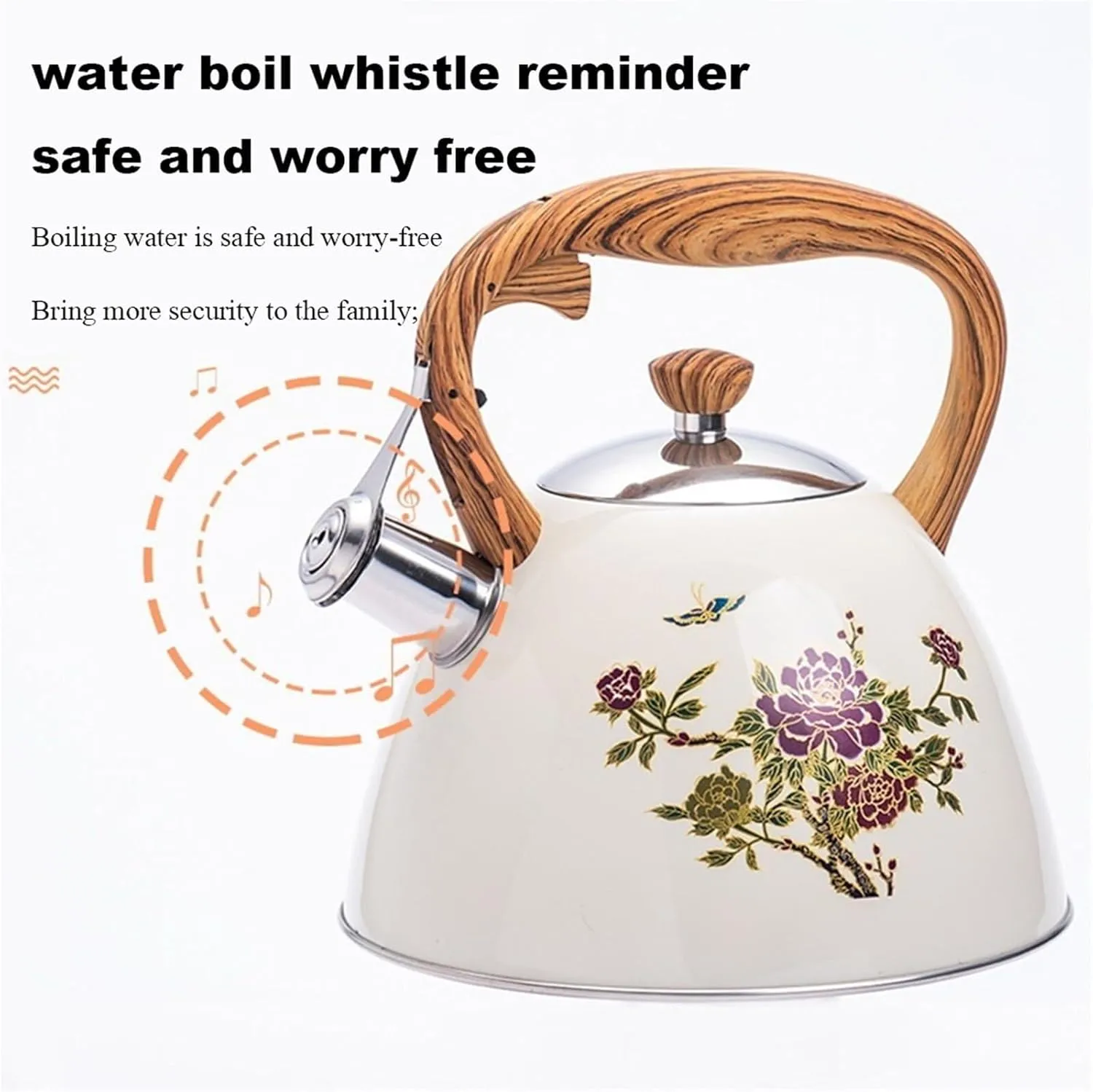 Camping Teapot, Tea kettle, Food Grade Stainless Steel Teapot for Stove Top, Whistling Tea Kettle with Ergonomic Handle for Induction, Electric Stove Tops