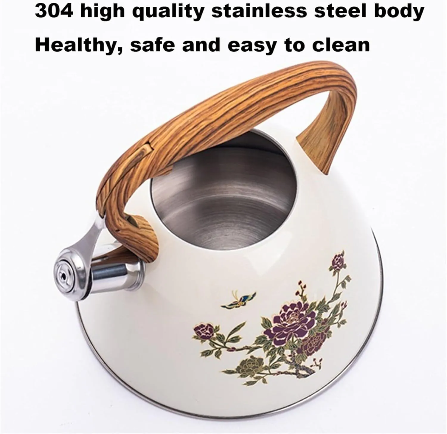 Camping Teapot, Tea kettle, Food Grade Stainless Steel Teapot for Stove Top, Whistling Tea Kettle with Ergonomic Handle for Induction, Electric Stove Tops