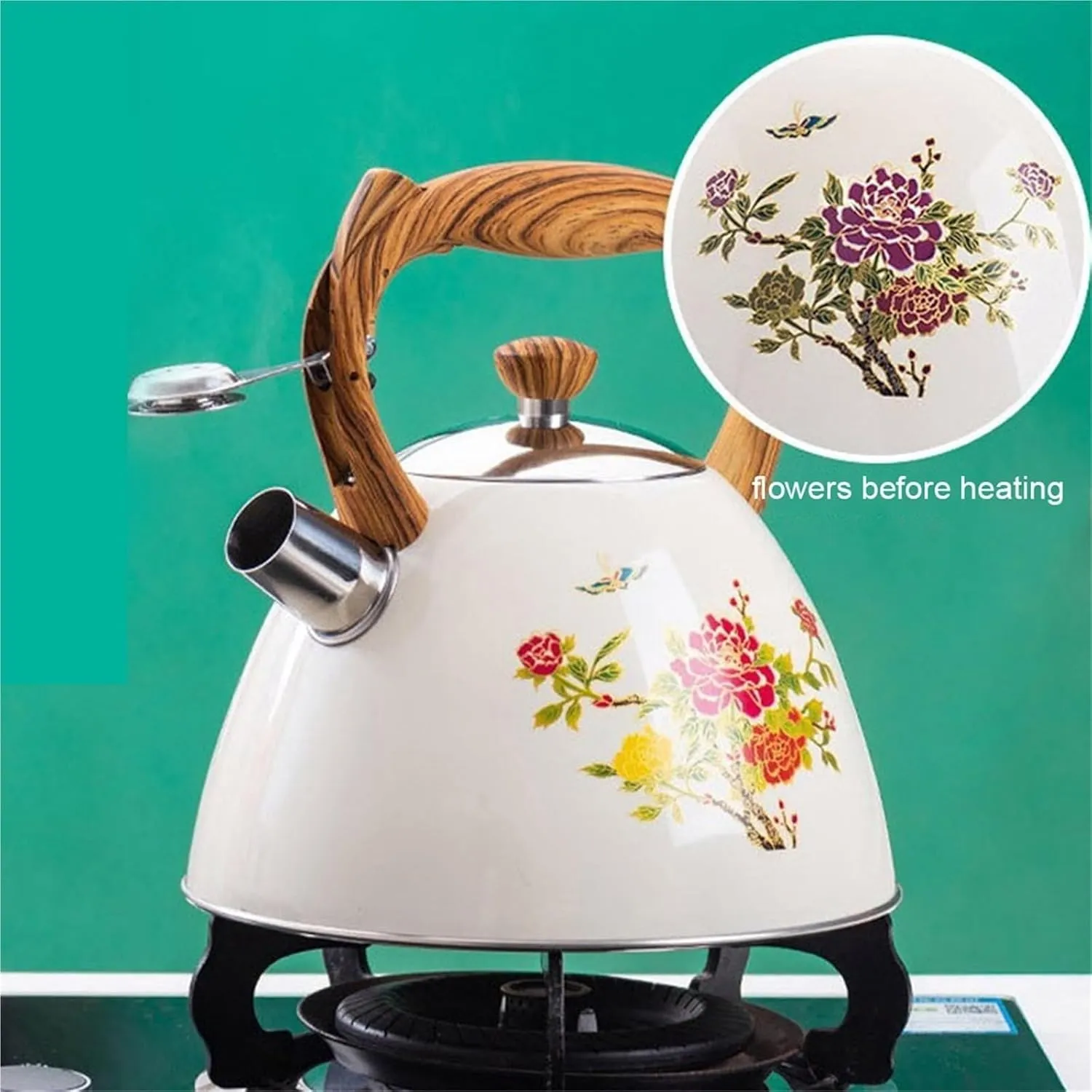 Camping Teapot, Tea kettle, Food Grade Stainless Steel Teapot for Stove Top, Whistling Tea Kettle with Ergonomic Handle for Induction, Electric Stove Tops