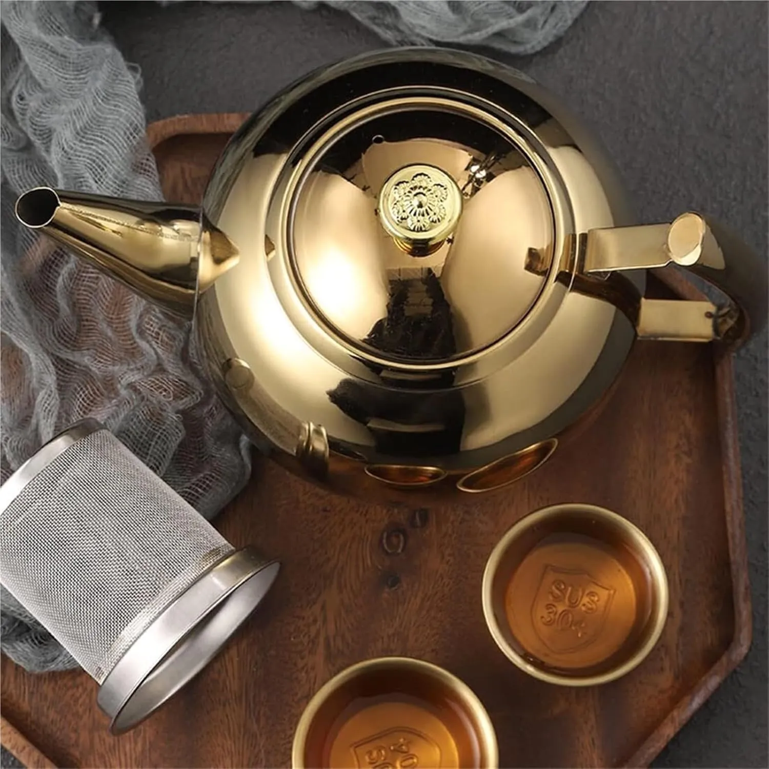 Camping Teapot, Tea Kettle with Infuser - 304 Stainless Steel Stovetop Teapot for Tea, Coffee, and Milk(1.5L)