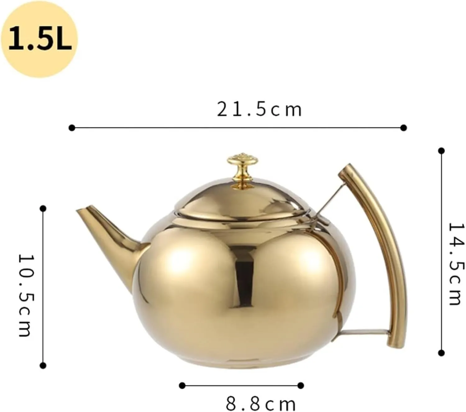 Camping Teapot, Tea Kettle with Infuser - 304 Stainless Steel Stovetop Teapot for Tea, Coffee, and Milk(1.5L)