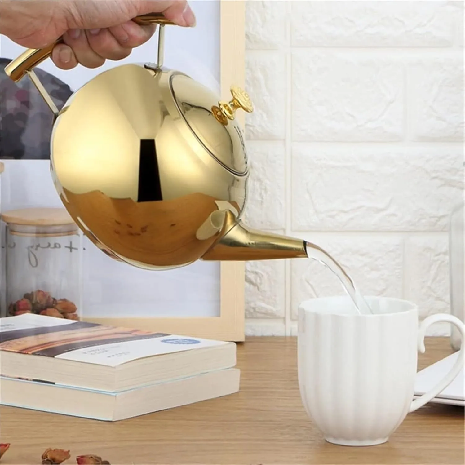 Camping Teapot, Tea Kettle with Infuser - 304 Stainless Steel Stovetop Teapot for Tea, Coffee, and Milk(1.5L)