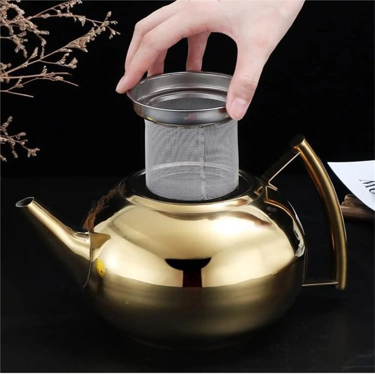 Camping Teapot, Tea Kettle with Infuser - 304 Stainless Steel Stovetop Teapot for Tea, Coffee, and Milk(1.5L)