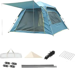 Camping Tent, 4 Season Tent, Beach Automatic Quick Open Portable Folding Thickened Silver Glue Coating Rain Tent (5-8person)