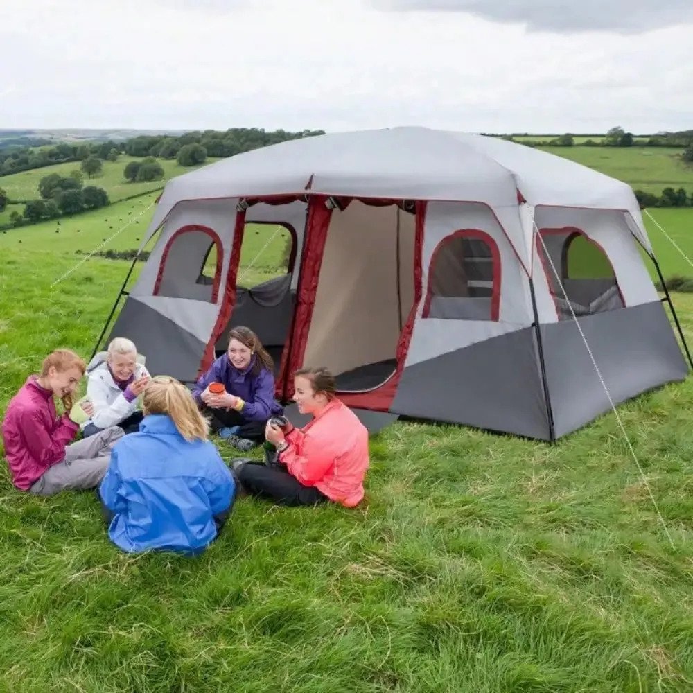 Camping Tent Cabin Tent 10 Person 2 Rooms Waterproof Shelter Large Room