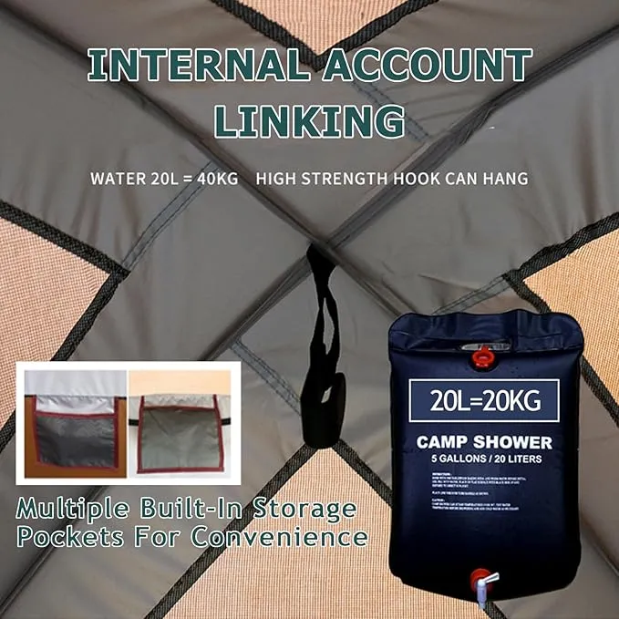 Camping Tent Shower Tent,Outdoor Changing Tent,Built-in Hook can Hang 20L of Water,63 * 63 * 95inch,210D Oxford Cloth Waterproof Tent, Portable Toilet Shelter with Carry Bag for Camping,Beach