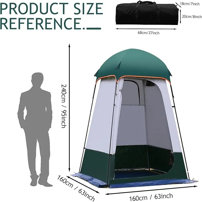 Camping Tent Shower Tent,Outdoor Changing Tent,Built-in Hook can Hang 20L of Water,63 * 63 * 95inch,210D Oxford Cloth Waterproof Tent, Portable Toilet Shelter with Carry Bag for Camping,Beach