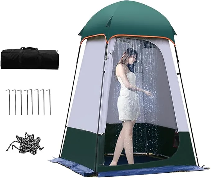 Camping Tent Shower Tent,Outdoor Changing Tent,Built-in Hook can Hang 20L of Water,63 * 63 * 95inch,210D Oxford Cloth Waterproof Tent, Portable Toilet Shelter with Carry Bag for Camping,Beach