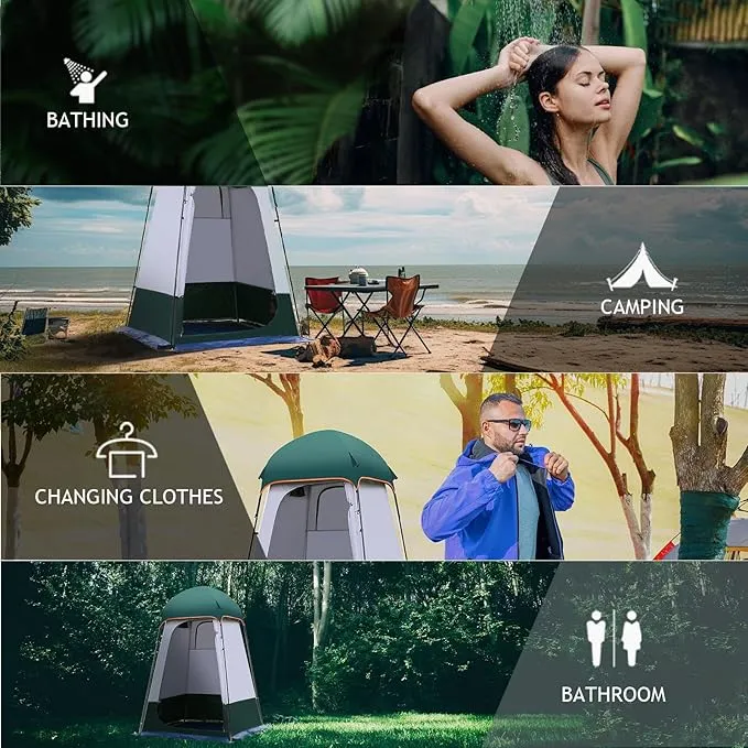 Camping Tent Shower Tent,Outdoor Changing Tent,Built-in Hook can Hang 20L of Water,63 * 63 * 95inch,210D Oxford Cloth Waterproof Tent, Portable Toilet Shelter with Carry Bag for Camping,Beach