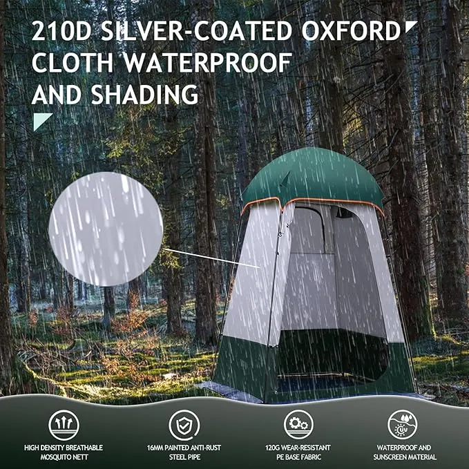 Camping Tent Shower Tent,Outdoor Changing Tent,Built-in Hook can Hang 20L of Water,63 * 63 * 95inch,210D Oxford Cloth Waterproof Tent, Portable Toilet Shelter with Carry Bag for Camping,Beach