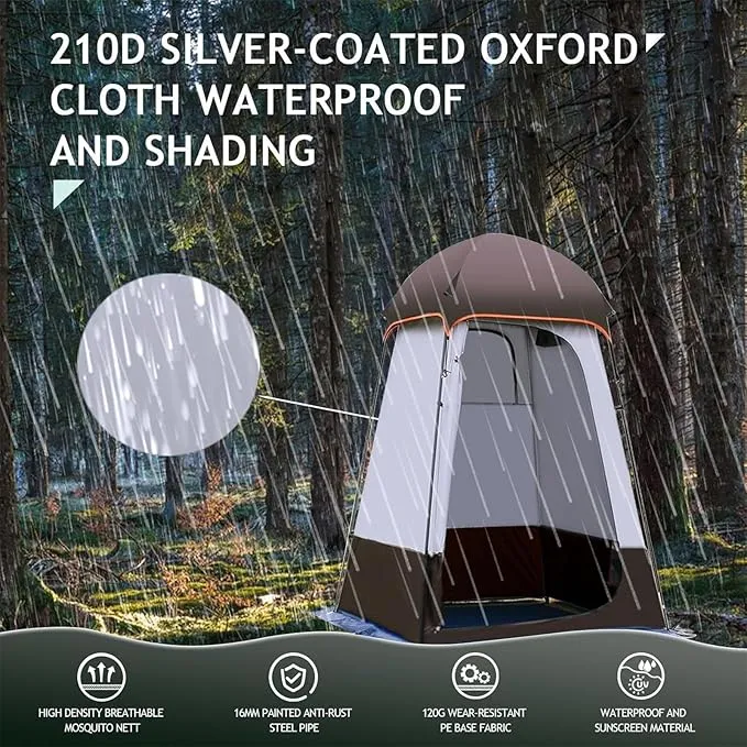 Camping Tent Shower Tent,Outdoor Changing Tent,Built-in Hook can Hang 20L of Water,63 * 63 * 95inch,210D Oxford Cloth Waterproof Tent, Portable Toilet Shelter with Carry Bag for Camping,Beach