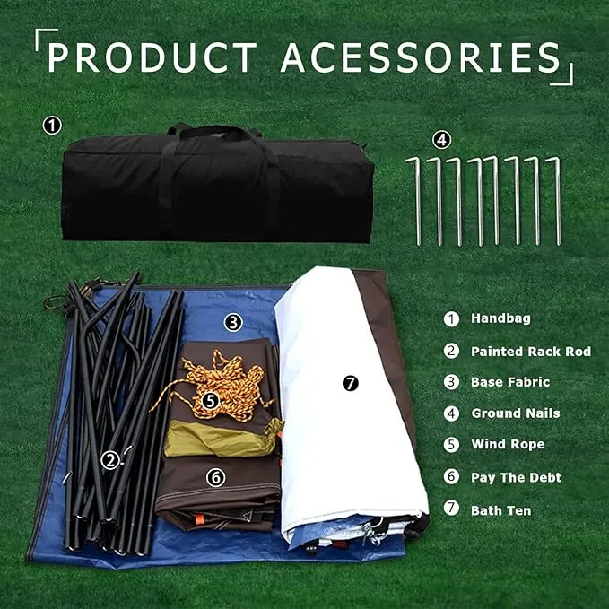 Camping Tent Shower Tent,Outdoor Changing Tent,Built-in Hook can Hang 20L of Water,63 * 63 * 95inch,210D Oxford Cloth Waterproof Tent, Portable Toilet Shelter with Carry Bag for Camping,Beach