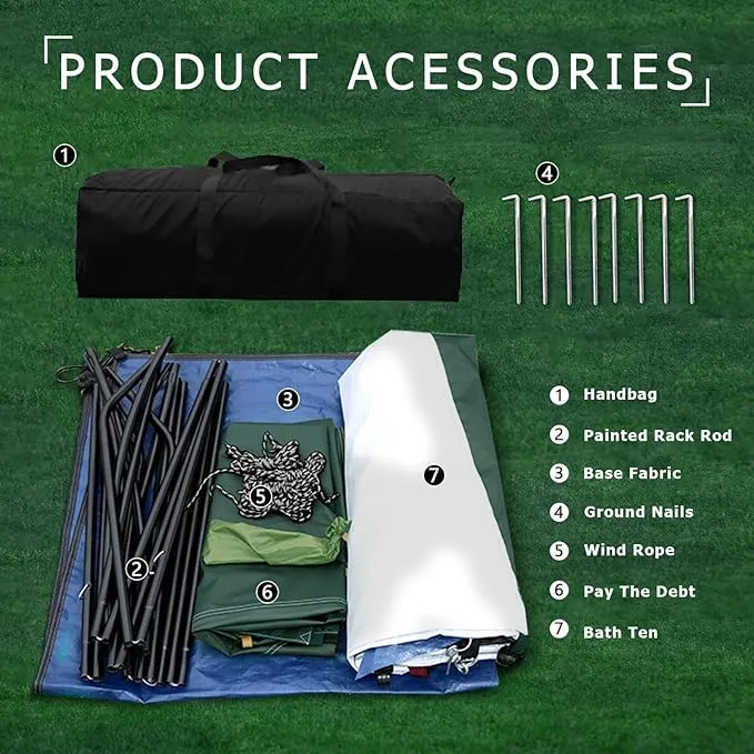 Camping Tent Shower Tent,Outdoor Changing Tent,Built-in Hook can Hang 20L of Water,63 * 63 * 95inch,210D Oxford Cloth Waterproof Tent, Portable Toilet Shelter with Carry Bag for Camping,Beach