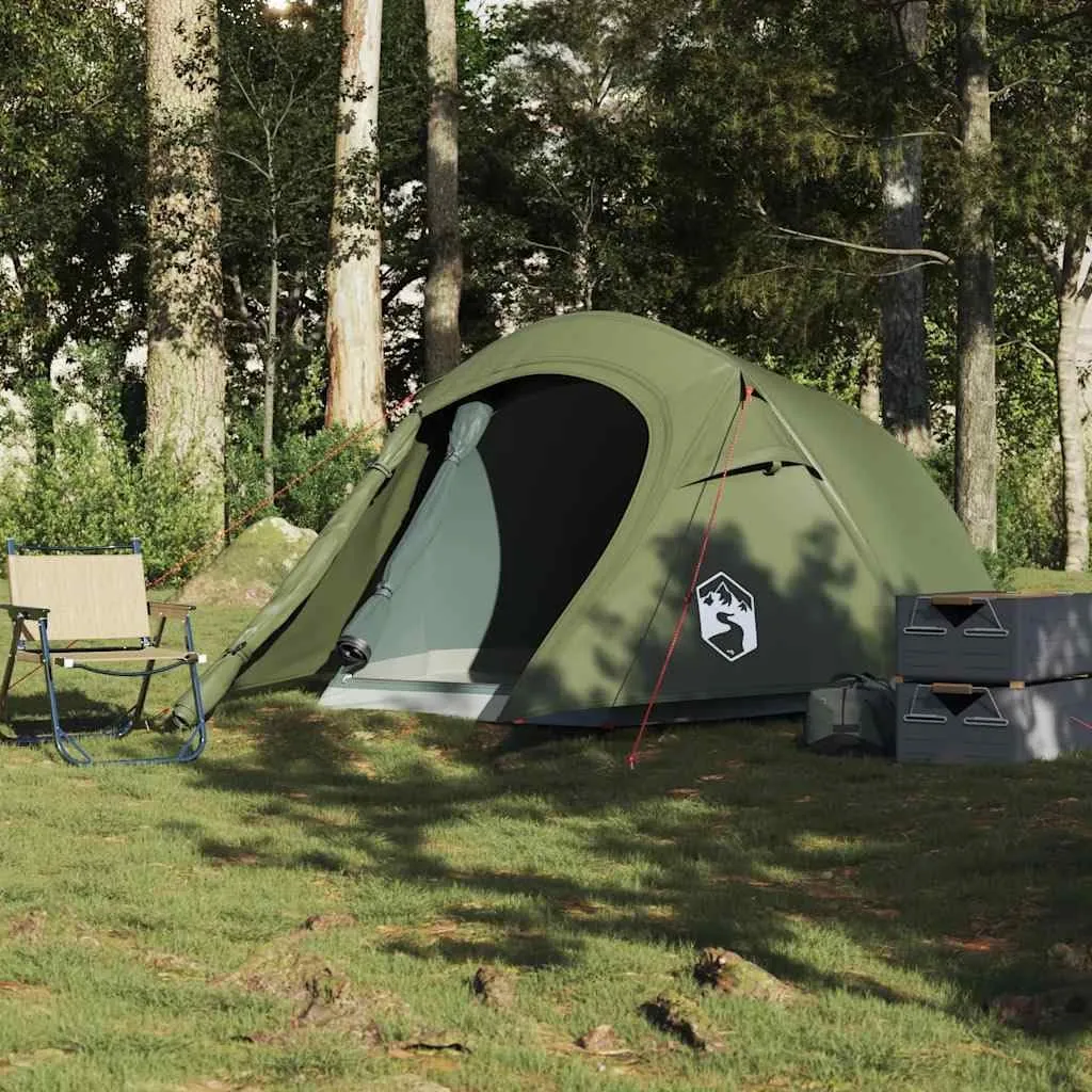 Camping Tent Tunnel 3-Person Olive Green Waterproof vidaXL vidaXL