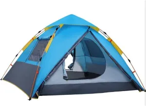 Camping-Tents 2-4 Person Windproof Family Tent Ventilated Mesh Windows for Camping Backpacking Hiking Outdoor Music Festivals Blue