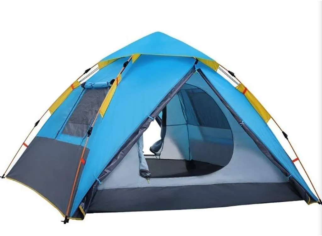 Camping-Tents 2-4 Person Windproof Family Tent Ventilated Mesh Windows for Camping Backpacking Hiking Outdoor Music Festivals Blue