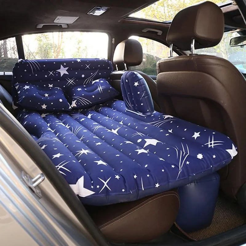 Car Air Mattress for Hongqi E-HS9 2021–2025, Inflatable Back Seat Sleeping Pad with Pump & 2 Pillows, Folding Portable Camping Bed for Travel& Road Trips,Blue