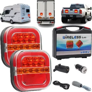 Car LED Trailer Lights, Wireless Trailer Lights Magnetic, IP67 Waterproof Wireless Trailer Light Kit, 100ft Range Rechargeable Heavy-Duty LED Tail Light for Truck,Rv Camper, Boat, Caravan (1)